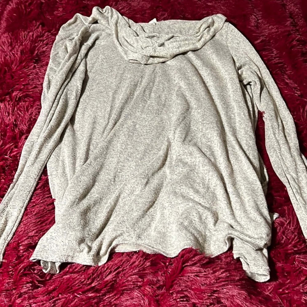 Greige colored caution to the wind hooded cardigan size medium